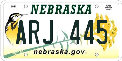 NE license plate ARJ445