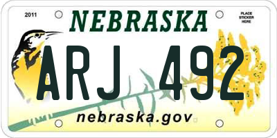 NE license plate ARJ492