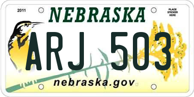NE license plate ARJ503