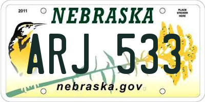 NE license plate ARJ533