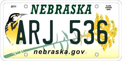 NE license plate ARJ536