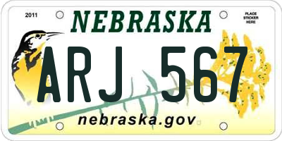 NE license plate ARJ567