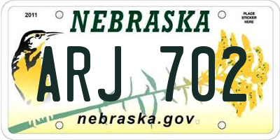 NE license plate ARJ702