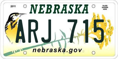 NE license plate ARJ715