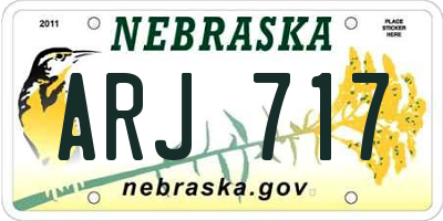 NE license plate ARJ717