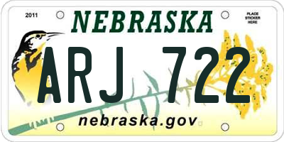 NE license plate ARJ722