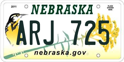 NE license plate ARJ725