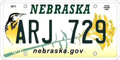 NE license plate ARJ729