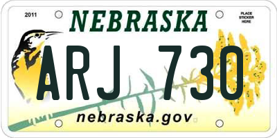 NE license plate ARJ730