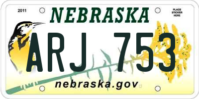 NE license plate ARJ753