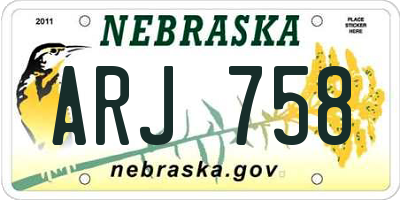 NE license plate ARJ758