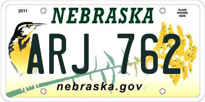 NE license plate ARJ762