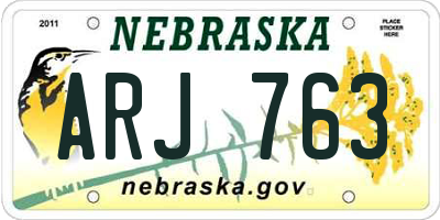 NE license plate ARJ763