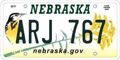 NE license plate ARJ767