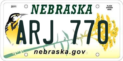 NE license plate ARJ770
