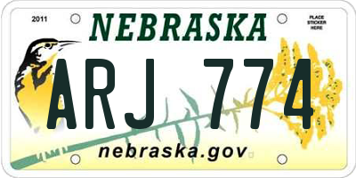 NE license plate ARJ774