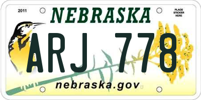 NE license plate ARJ778
