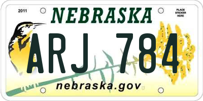NE license plate ARJ784