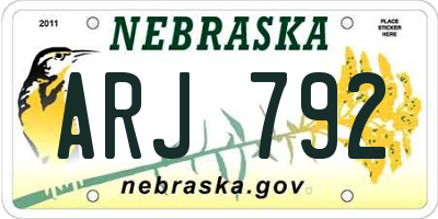 NE license plate ARJ792