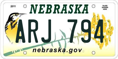 NE license plate ARJ794