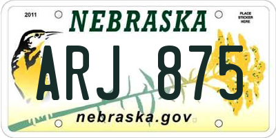 NE license plate ARJ875