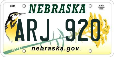 NE license plate ARJ920