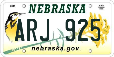 NE license plate ARJ925