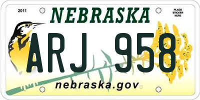 NE license plate ARJ958
