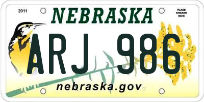 NE license plate ARJ986