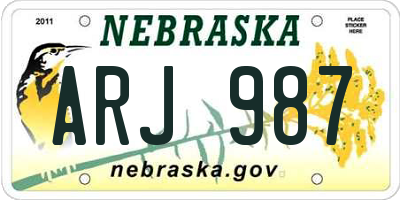 NE license plate ARJ987