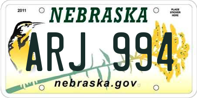 NE license plate ARJ994