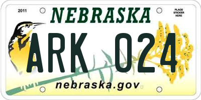 NE license plate ARK024