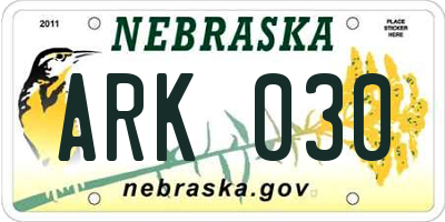 NE license plate ARK030