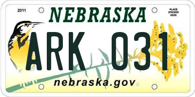 NE license plate ARK031