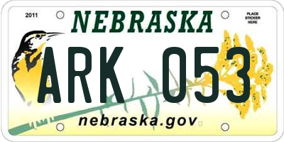 NE license plate ARK053