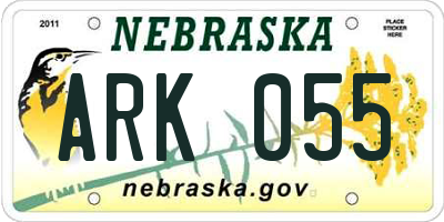 NE license plate ARK055