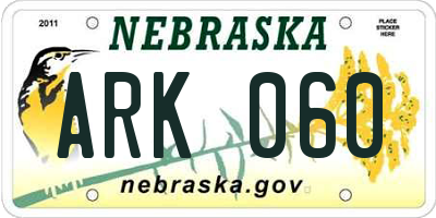 NE license plate ARK060