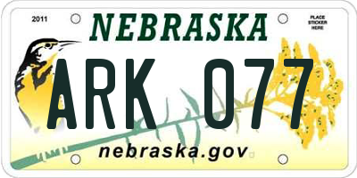 NE license plate ARK077