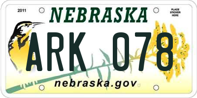 NE license plate ARK078