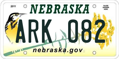 NE license plate ARK082