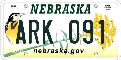 NE license plate ARK091