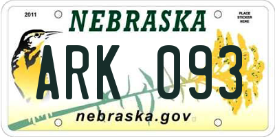 NE license plate ARK093