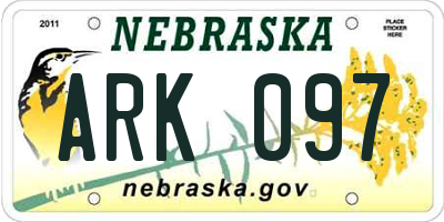 NE license plate ARK097