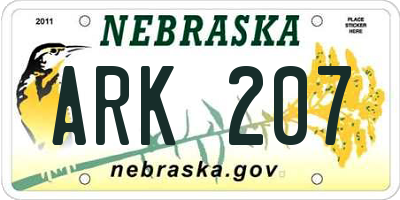 NE license plate ARK207