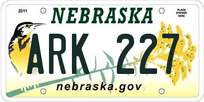 NE license plate ARK227