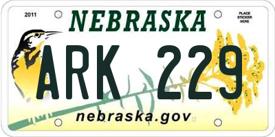 NE license plate ARK229