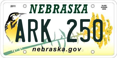 NE license plate ARK250