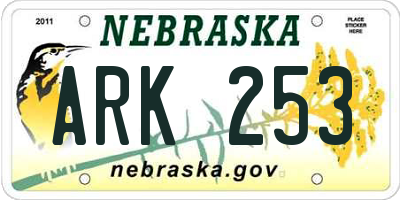 NE license plate ARK253