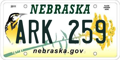NE license plate ARK259
