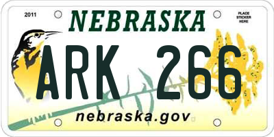 NE license plate ARK266
